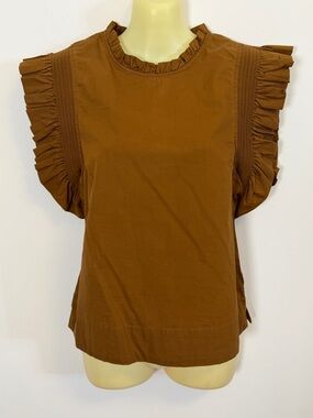 English Factory Ruffle Sleeve Brown Blouse